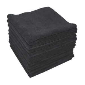 Black Microfiber Towel Edgeless 16"x16"